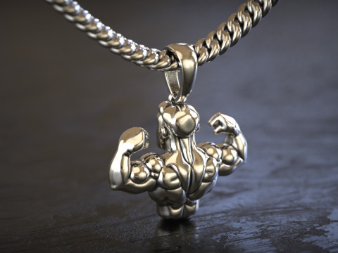 Liontin Master Otot Model Cetak 3D