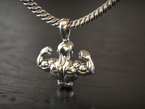 Liontin Master Otot Model Cetak 3D