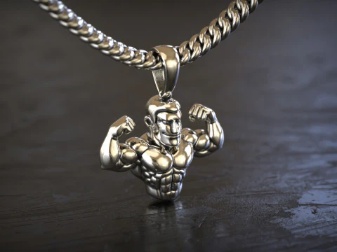 Muscle Man Pendant 3D Print Model