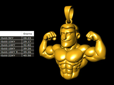 Muscle Man Pendant 3D Print Model