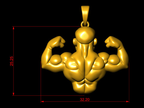 Liontin Master Otot Model Cetak 3D