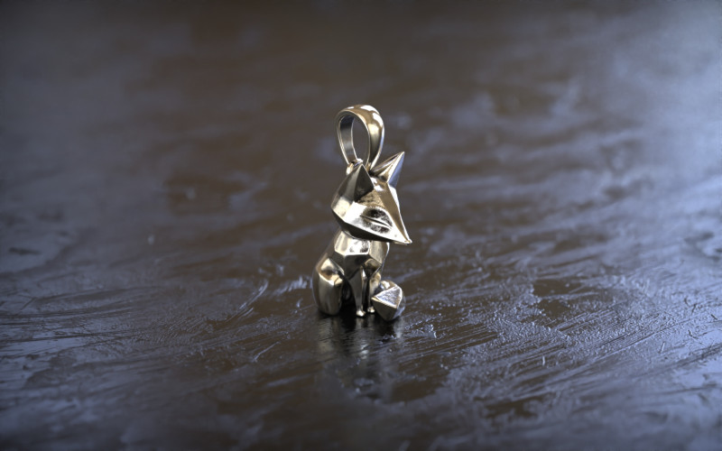 Geometric Fox Pendant 3D Print Model .c4d .max .obj .3ds .fbx .stl .blend 