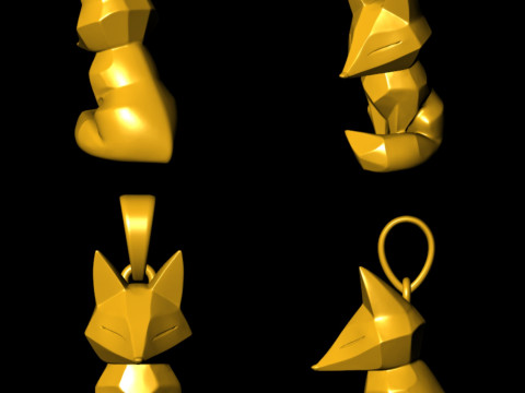 Geometric Fox Pendant 3D Print Model