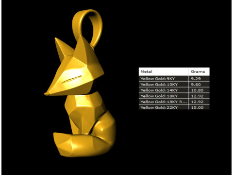Geometric Fox Pendant 3D Print Model