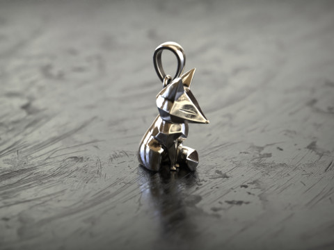 Geometric Fox Pendant 3D Print Model