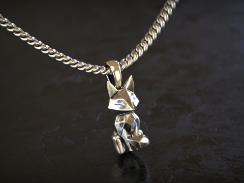Geometric Fox Pendant 3D Print Model