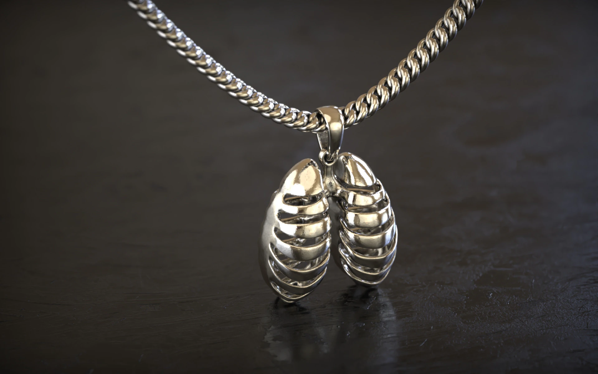 Anatomical Lungs Pendant 3D Print Model .c4d .max .obj .3ds .fbx .stl .blend