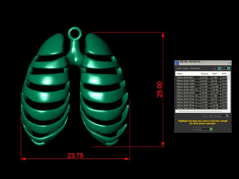 Anatomical Lungs Pendant 3D Print Model