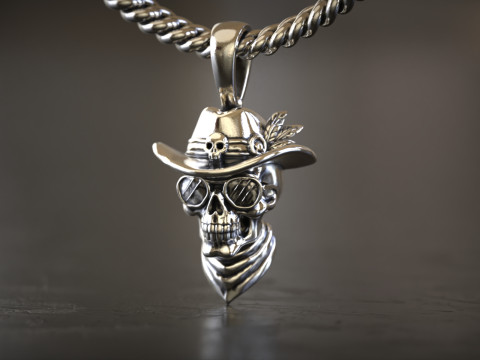 Подвеска с ковбойским черепом 3D Принт Модель