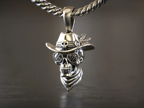 Подвеска с ковбойским черепом 3D Принт Модель