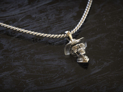 Cowboy Skull Pendant 3D Print Model