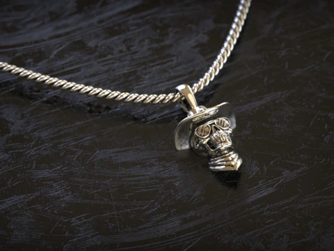 Cowboy Skull Pendant 3D Print Model