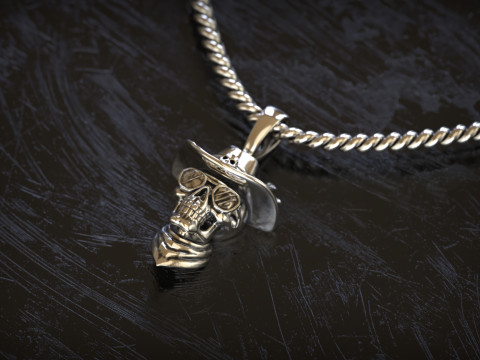 Cowboy Skull Pendant 3D Print Model