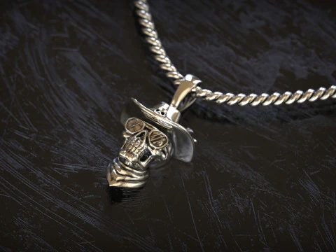Cowboy Skull Pendant 3D Print Model