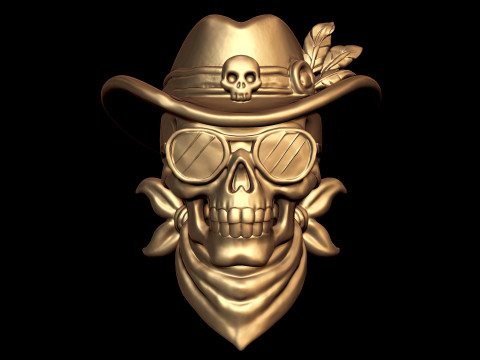 Cowboy Skull Pendant 3D Print Model
