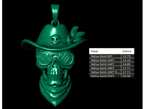 Cowboy Skull Pendant 3D Print Model