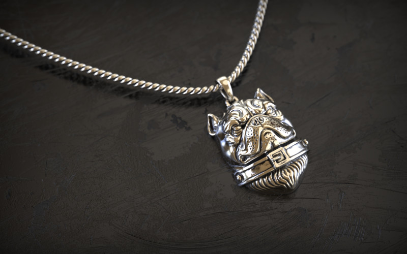 Bulldog Kafa Kolye 3D Baskı Modeli .c4d .max .obj .3ds .fbx .stl .blend 