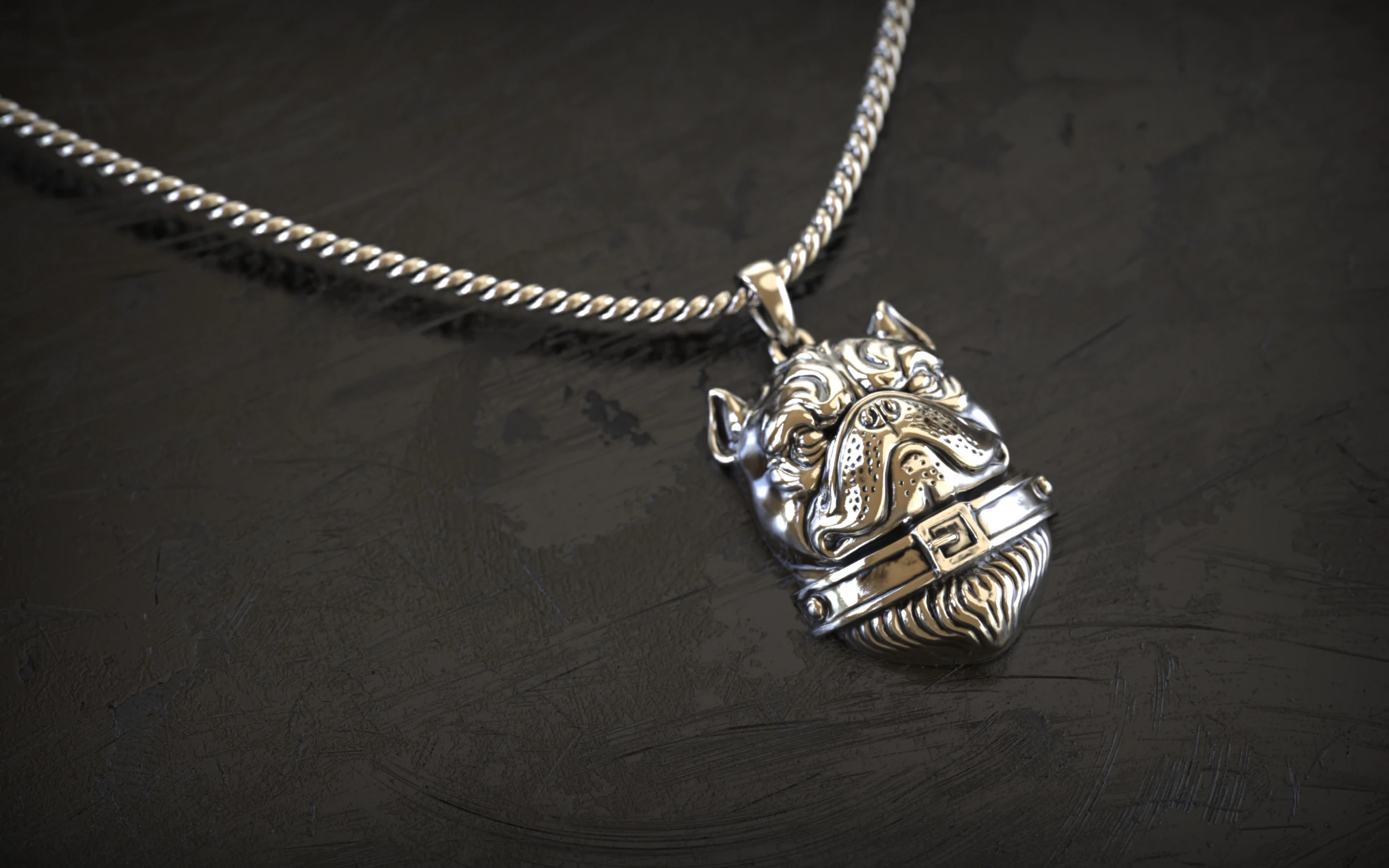 Bulldog Head Pendant 3D Print Model .c4d .max .obj .3ds .fbx .stl .blend 