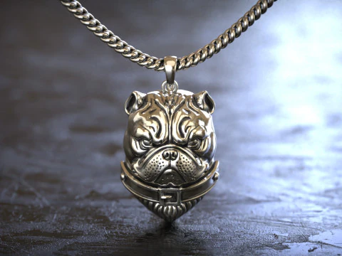 Bulldog Head Pendant 3D Print Model