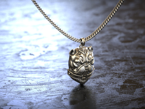 Bulldog Kafa Kolye 3D Baskı Modeli