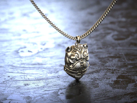 Bulldog Head Pendant 3D Print Model