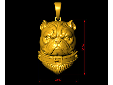 Bulldog Kafa Kolye 3D Baskı Modeli