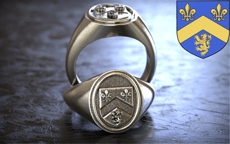 Gough Familienwappen Ring mit irischem Wappen 3D Druckmodell .c4d .max .obj .3ds .fbx .stl .blend 