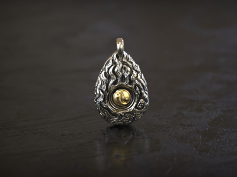 Złoty wisiorek z płomieniem Kung Fu Model do druku 3D