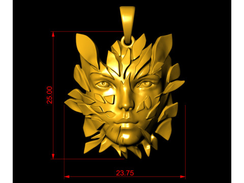 Golden Shattered Face Pendant 3D Print Model