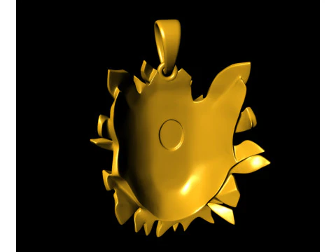 Golden Shattered Face Pendant 3D Print Model