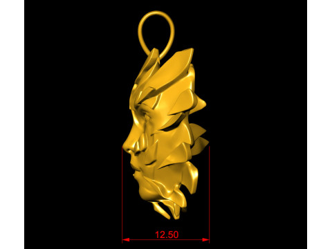 Golden Shattered Face Pendant 3D Print Model