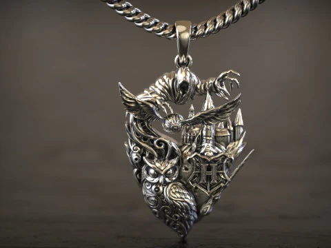 Hogwarts Wizard owl death eater Pendant 3D Print Model