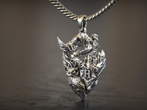 Pingente de Comensal da Morte Coruja Mágica de Hogwarts Modelo de Impressão 3D