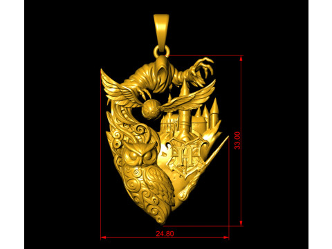 Pingente de Comensal da Morte Coruja Mágica de Hogwarts Modelo de Impressão 3D