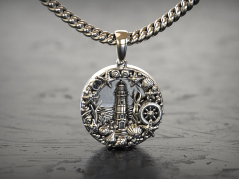 Liontin Mercusuar Bahari Model Cetak 3D