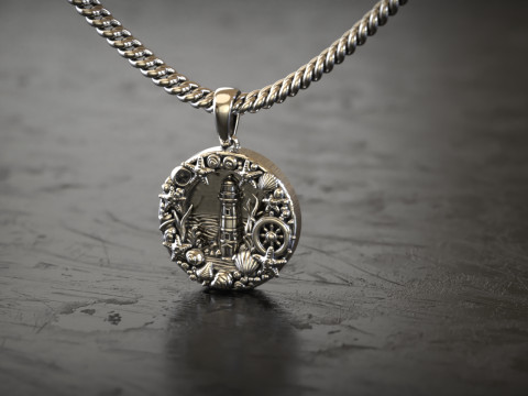 Liontin Mercusuar Bahari Model Cetak 3D