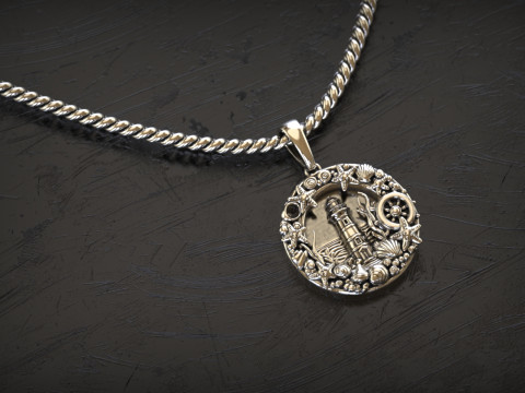 Liontin Mercusuar Bahari Model Cetak 3D