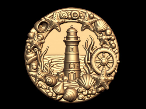 Liontin Mercusuar Bahari Model Cetak 3D