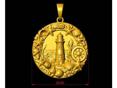 Liontin Mercusuar Bahari Model Cetak 3D