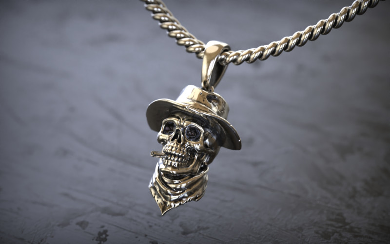 Outlaw Skull Pendant 3D Print Model .c4d .max .obj .3ds .fbx .stl .blend 