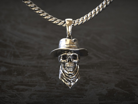 Outlaw Skull Pendant 3D Print Model