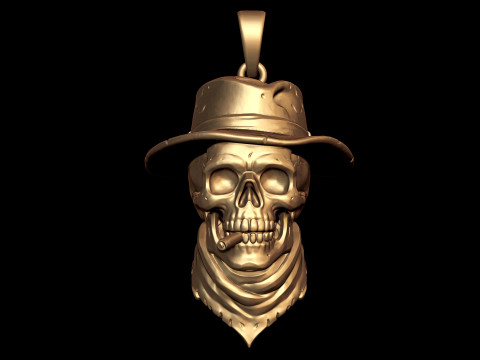 Outlaw Skull Pendant 3D Print Model