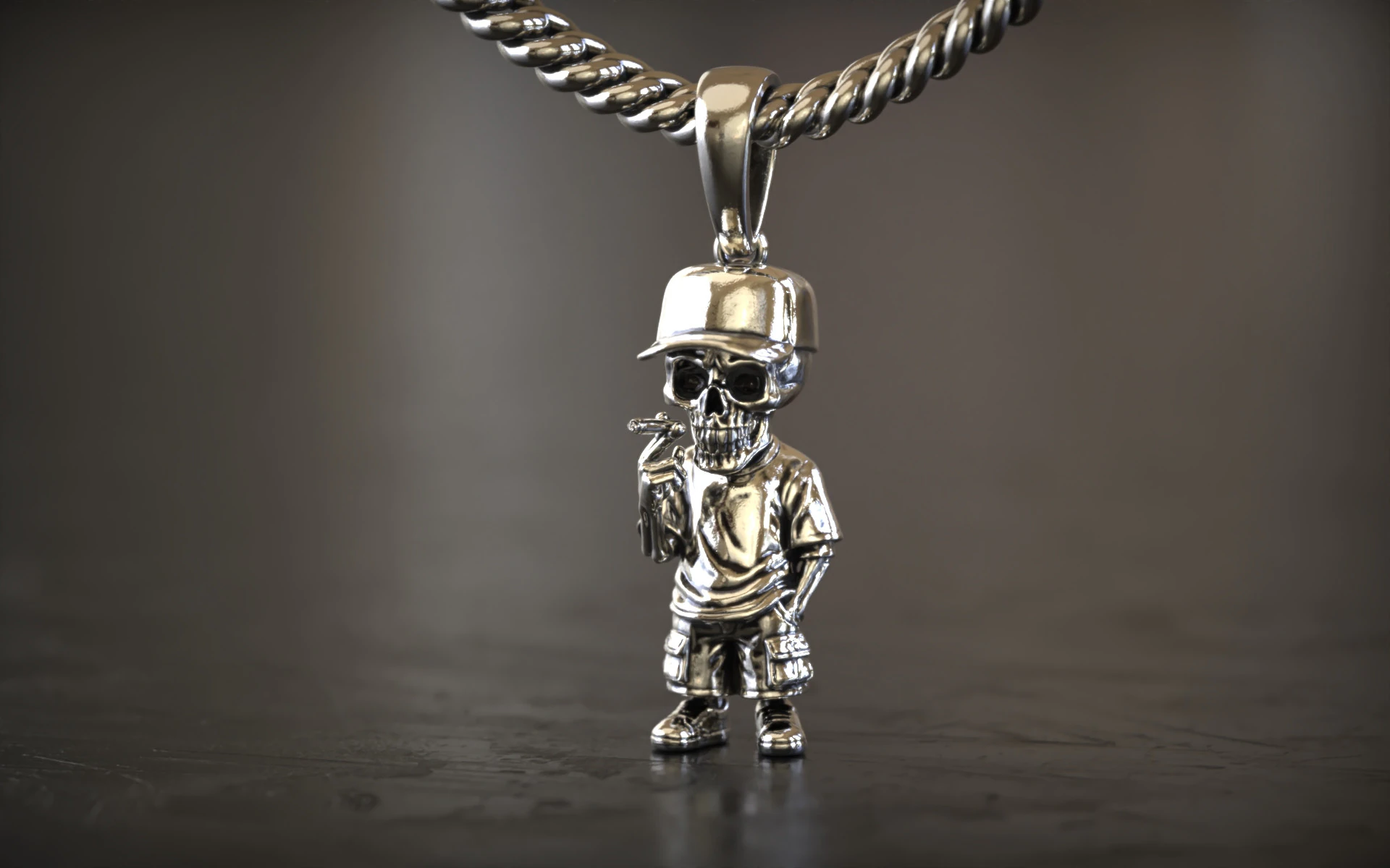 Urban Skull Drip Pendant 3D Print Model .c4d .max .obj .3ds .fbx .stl .blend