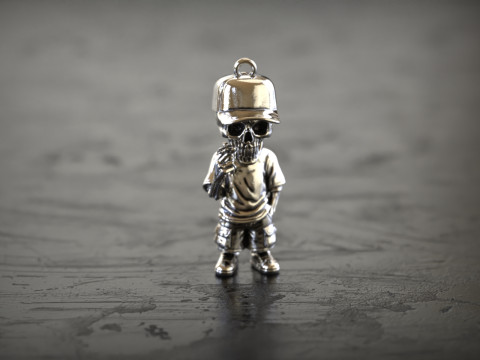 Pendentif goutte à goutte crâne urbain Modèles 3D en vedette