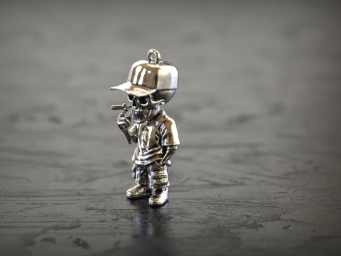 Pendentif goutte à goutte crâne urbain Modèles 3D en vedette