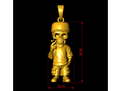 Pendentif goutte à goutte crâne urbain Modèles 3D en vedette