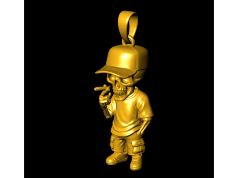 Pendentif goutte à goutte crâne urbain Modèles 3D en vedette