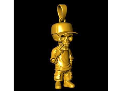 Pendentif goutte à goutte crâne urbain Modèles 3D en vedette