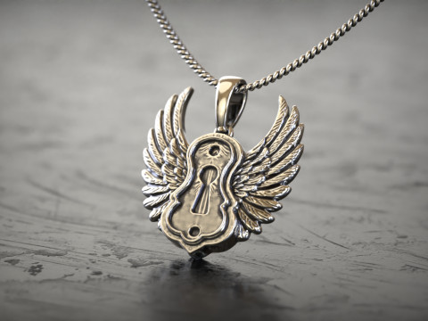 Geflügelter Schlüssellochanhänger 3D Druckmodell