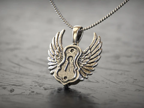 Liontin Lubang Kunci Bersayap Model Cetak 3D